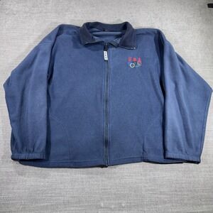 USA Olympics Fleece Jacket Mens XXL Navy Blue Excellent‎ Vintage Made in USA Zip